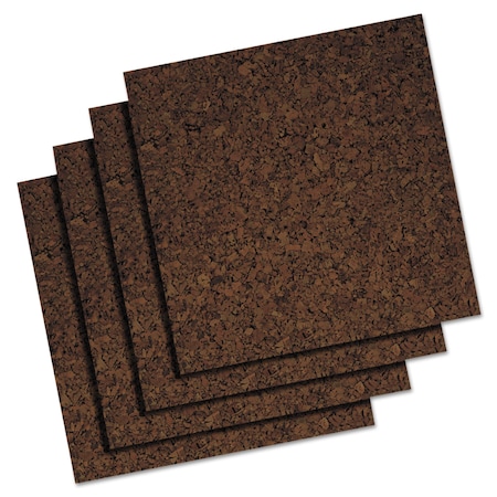 Quartet Cork Bulletin Board 12"x12", Brown, PK4 15050Q